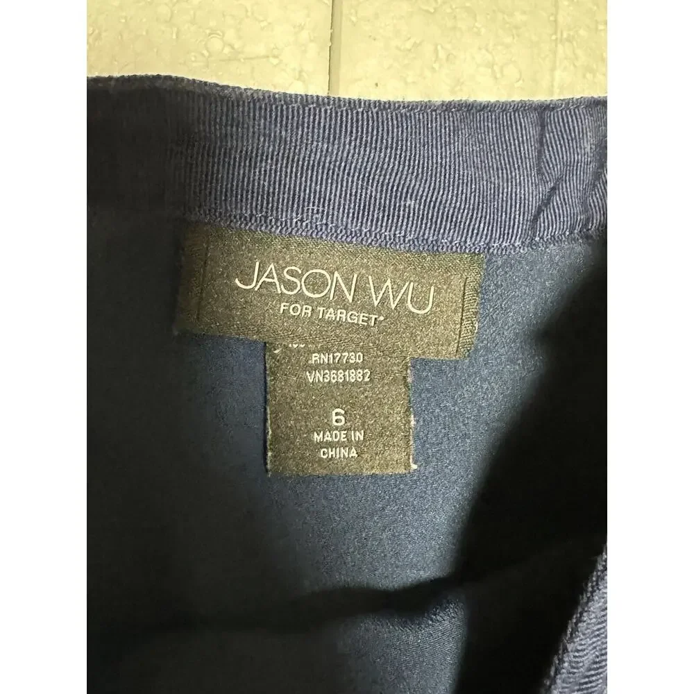 Jason Wu for Target Navy Blue Floral DAISY Pleated Accordion Skirt Women's Sz 6